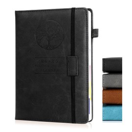 WOWOGO 2024-2025 Weekly Daily Planner Notebook, Jul 2024- Jun 2025 with Tabs Agenda, A5 Faux Leather Cover Journal for Women Men, 5.5”x 8.3”
