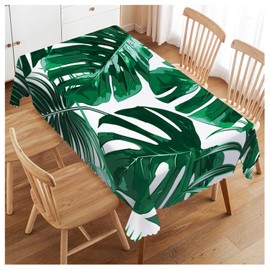 Walmsco Tablecloth Tropical Monstera Palm Decor For Dining Room Kitchen Rectangular Table Cover 132 * 178cm