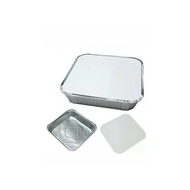PRECIOUS LONDON Aluminium Foil Food Containers with Lids, 50 Pack,