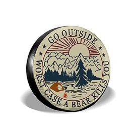 cozipink Go Outside Worst Case A Bear Kill You Spare Tire Cover Weatherproof Wheel Protectors Universal Fit for Trailer Rv SUV Truck Camper Travel Trailer 15"