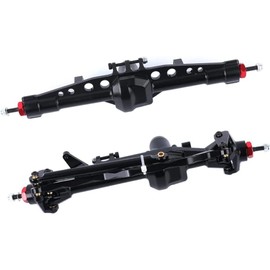 Pothyes SCX10 III Front Rear Axles for 1/10 RC Crawler AXI03014 Ford Bronco Aluminum Upgrades Parts(Black)