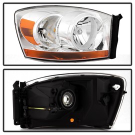 ACANII - For 2006-2008 Dodge Ram 1500 2500 3500 Chrome Bezel Headlights Headlamps Driver + Passenger Side
