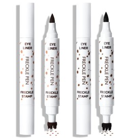 Wugbc 2-in-1 Freckle Pen & Freckle Stamp, Waterproof Fake Freckles Makeup with Liquid Eyeliner Effortless Long Lasting Faux Freckles Stain Maker with 7-Point Precision Stamp Head Daily Natural Freckle