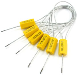 Leadseals(R) 50 Security Cable Seals Numbered Security Tags Tamper Proof Tags Pull Tight Steel Wire Seals for Truck, Trailers, Cargo, Containers, Vans, Oil Tank, Milk Vehicle (Yellow)