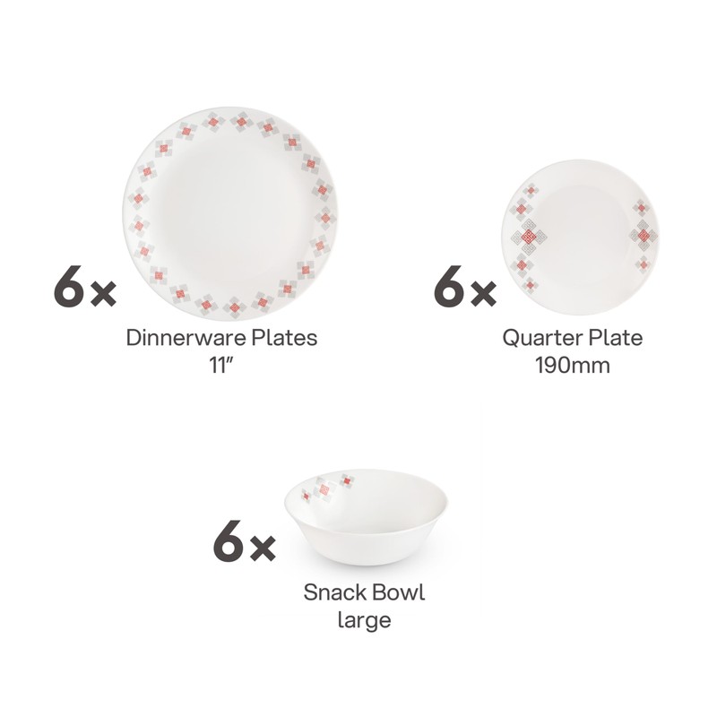 Cello Regal Dinnerware Set of 18 pieces, Service for 6,
