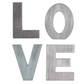 Lettering Love, Love Decorative Wooden Letters, Wooden Love Letters Desk Decoration Ornaments Wedding Sign for Home Shelf Table Living Room Kitchen Dining Room Decoration