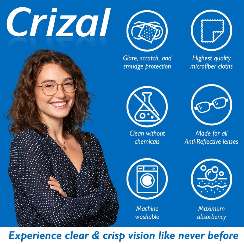 Crizal Microfiber Cleaning Cloth for Glasses, 4 Pack (3 Standard,