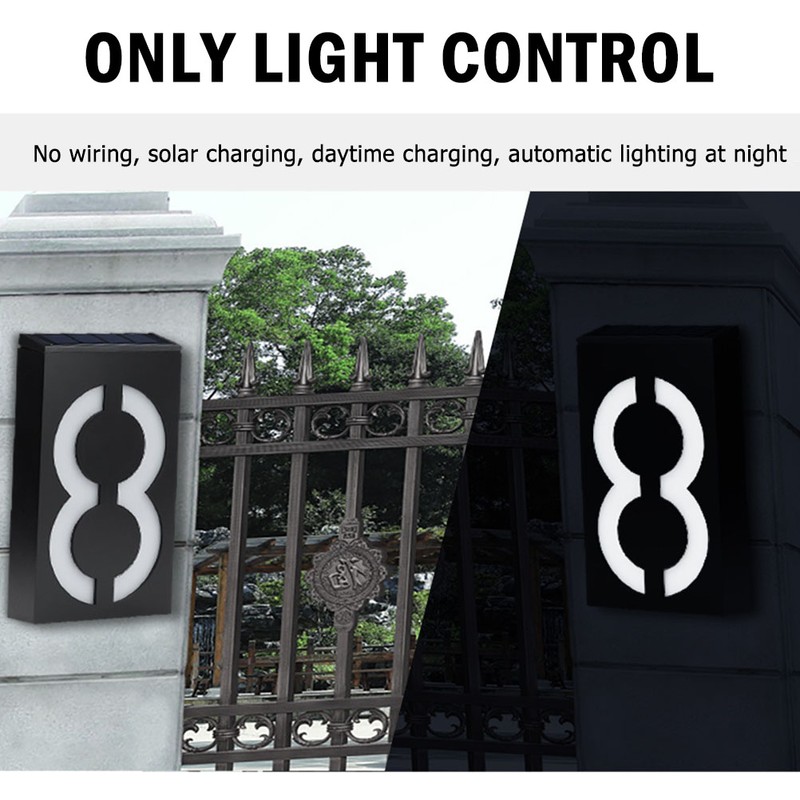 Solar Power LED Light Sign House Hotel Door Address Plaque