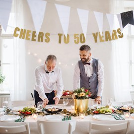 Pre-Strung 50th Birthday Banner - Over The Hill 50th Birthday Decorations Men, 50 Birthday Supplies, 50 Year Old Birthday Decor, Cheers to 50 Years Bday Party Decorations - by Prazoli