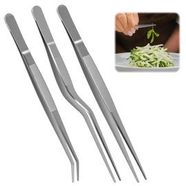 Professional Cooking Tweezersrs, 3 Piece Set Stainless Steel Precision Cooking Tongs for Food Presentation, Picking and Design Styling(16 cm/6.3 inches)