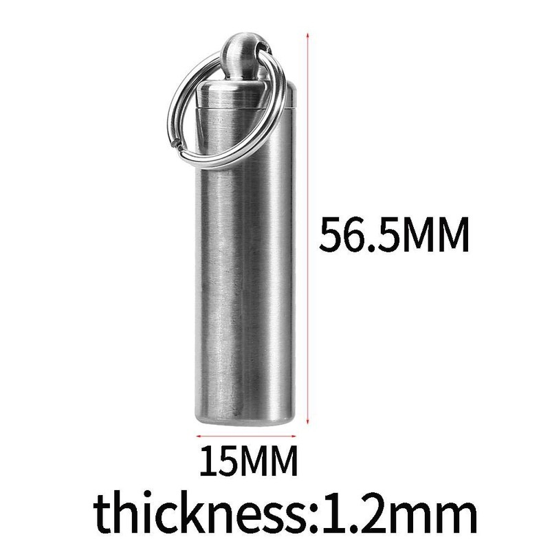 Wakects Waterproof Stainless Steel Pill Box, Pill Holder Keyring for