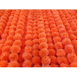 DECORATION CRAFT 5 Pieces Artificial Dark Orange Marigold Garlands 5ft Long for Party Indian Wedding Indian Theme Decorations Home Decoration Photoprop Diwali Indian Festival