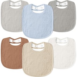 Susurration Baby Muslin Bibs Baby Soft Adjustable Square Drool Bibs 6 Pack for Unisex Girls & Boys, Multicoloured