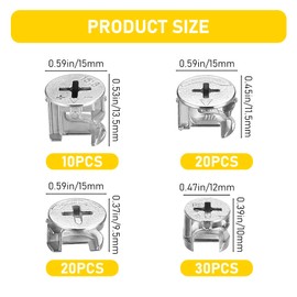 qxayxa 80 Pcs Cam Lock Fittings, Furniture Connecter Cam Lock Nuts, Furniture Screw Eccentric Fasteners, Furniture Cam Lock Nut Connector Fastener for Cabinet Drawer Dresser Wardrobe Connecting