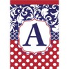 Monogram A Red White Polka Dot and Filigree Blue 18