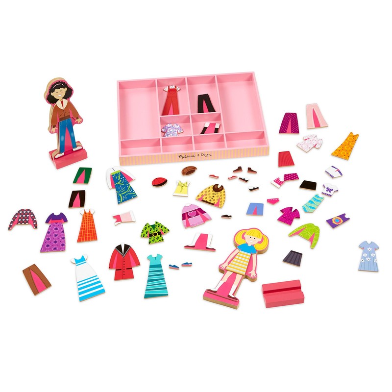 Melissa & Doug Abby and Emma Magnetic Wooden Dress-Up Dolls