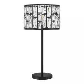 Unbranded Black Table Lamp with Elegant Crystal Shade 24 in.