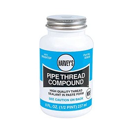 William H Harvey 29035 Oatey Pipe Thread Compound Brushtop Plastic Jar Liquid Paste, 8 oz, Grey