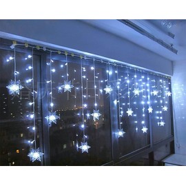 Christmas Snowflakes LED Curtain String Lights 11.5ft/3.5M 96LED Christmas Window Curtain Light Plug in String Light for Christmas Decor,Indoor and Outdoor,Birthday Party,Wedding, Bedroom Patio