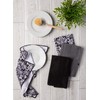 DII Cleaning Collection Multi-Purpose Microfiber, Black Damask, Dishtowel Set