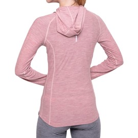 MERIWOOL Women’s Base Layer Hoodie Lightweight Merino Wool Long Sleeve Thermal Pink Heather