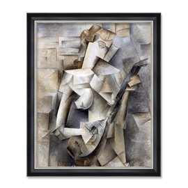 DECORARTS - Girl With Mandolin by Pablo Picasso, Giclee Prints on Acid Free Cotton Canvas Wall Art for Home Decor. Framed With a Black Solid Wood Frame and Accented with a Silver Edge. W 24" x H 30"