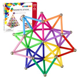 Elongdi Magnetic Building Blocks, [ 132 Pieces ] Lengthen Building Sticks Set, Magnet Stem Toys Set Non-Toxic Building 3D Puzzle Boys Toys for Kids and Adult