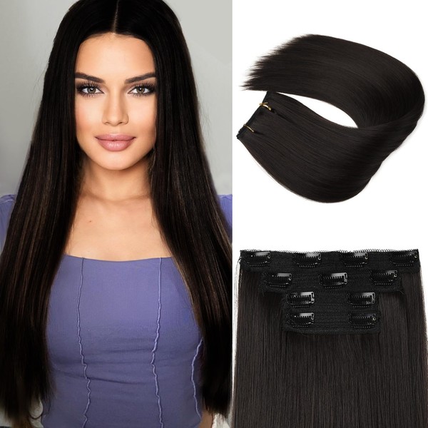 Clip in Hair Extensions, JWLFLOWXISS 24 Inch Long Straight Hair