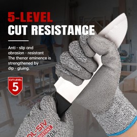 cut resistant gloves (Grey|PU Coated, Medium)
