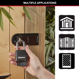 MASTER LOCK Heavy Duty Combination Padlock, Security level 9/10, Large Ergonomic Dials, Body Bumper, Outdoor, Weatherproof, Standard Shackle