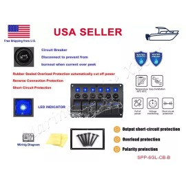 STX 6 Gang ON OFF Rocker Toggle Switch Panel Circuit Breaker Boat Marine Truck