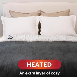 Sunbeam Royal Luxe Sherpa Night Fog Heated Blanket - Full