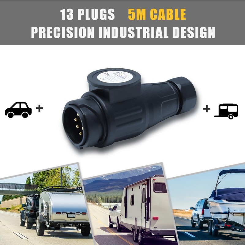 CCLIFE 13-Pin Plug Trailer Adapter for Cars and Trailers 12
