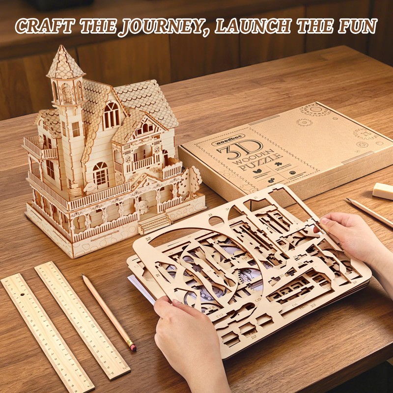 3D Wooden Puzzle for Adult, DIY Countryside Cottage Model Kit