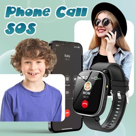 PTHTECHUS Reloj Inteligente para Niños - Smartwatch Teléfono para Niños y Niñas con Llamada SOS 2 HD Cámaras 22 Juegos podómetro audiolibro música vídeo Despertador Regalo de cumpleaños 4-14 años