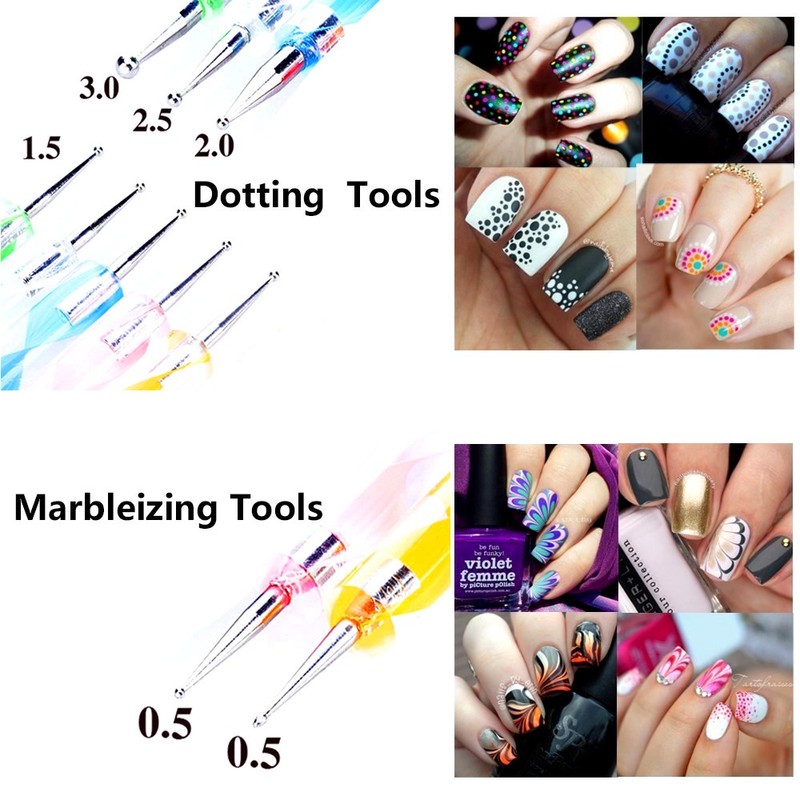 10pcs Nail Art Gel Carving Pen Nail Dotting Tool Silicone