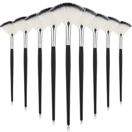 9 Pieces Facial Brushes Fan Mask Brushes, Soft Facial Applicator Brushes Tools for Peel Glycolic Mask Makeup for Mud Cream (7.8 inch, Black&Silver)