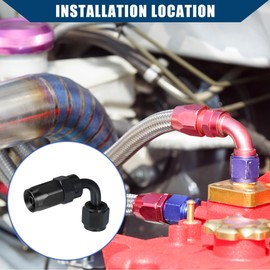 Hihaha Fuel Line Adapter Connectors/Top 90 Degree Fuel Line Connector for Cars/Robust Aluminium Alloy AN4 Female/2 Pieces Black