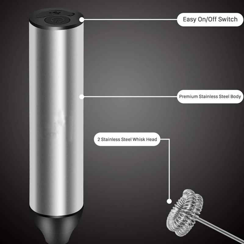 Handheld Milk Frother Lightweight Stainless Steel ABS Electric Whisk with