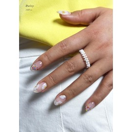 AutyaMee Semi Cured Gel Nail Strips (Daisy), Clear, Summer, 20 Pcs Gel Nail Wraps, Stickers, UV Light Required, Salon Quality, Long Lasting