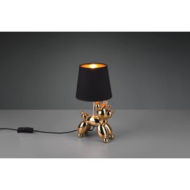 Reality Leuchten Bello R50241079 Table Lamp Ceramic Gold-Coloured Ceramic Fabric Shade Black Excl. 1x E14