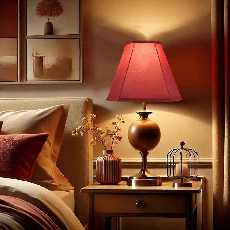 GO&SO Set of 2 Burgundy Bell Lamp Shades Fabric Lampshade,