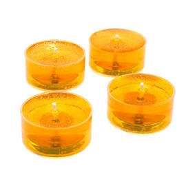 4 Pack Unscented ORANGE COLOR Mineral Oil Based Up To 8 Hours Each Tea Lights Candles for weddings special events The Gel Candle Company™
