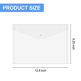 Voittozege 100 Pack Plastic Envelopes A4 Letter Size Plastic Envelope Clear Document Folders with Snap Button Closure Waterproof Envelope Folders with Closure for School Home Work Office Organization