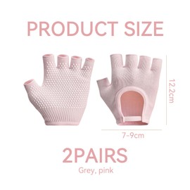 UDNFHL 2 Paar Frauensporthandschuhe, Nicht Rutschfeste, Atmungsaktive Handschuhe, Sportgeräte, Geeignet Für Yoga, Fitness, Radfahren (Grau, Rosa).