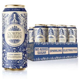 Corpse Reviver: Electrolyte Hydration Drink | Organic, Non-Alcoholic, 175mg Magnesium, 325mg Potassium, 75mg L-Theanine, 20mg Zinc, 20mg Sodium (Canned Flavored Sparkling Water), Berry Hibiscus 12-Pack