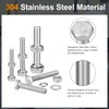sourcing map 10Set Hex Head Screw Bolt, 1/4-20 x 6"