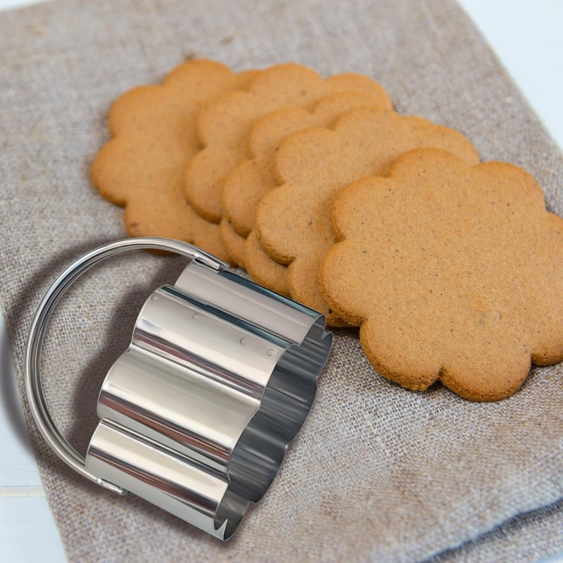 ALLTOP Scalloped Biscuit Cutters with Handle, Stainless Steel Cookie Cutter,