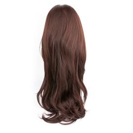 Bombshell Hair Extensions 3/4 Half Head Hair Piece 24 inches Heat Resistant Synthetic Long Flicky Wave Thick Wig (M09 CHESTNUT BROWN)