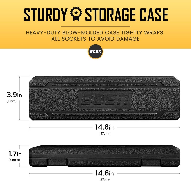 BOEN 11 Pcs 1/2 Inch Drive Deep Impact Socket Set,Metric